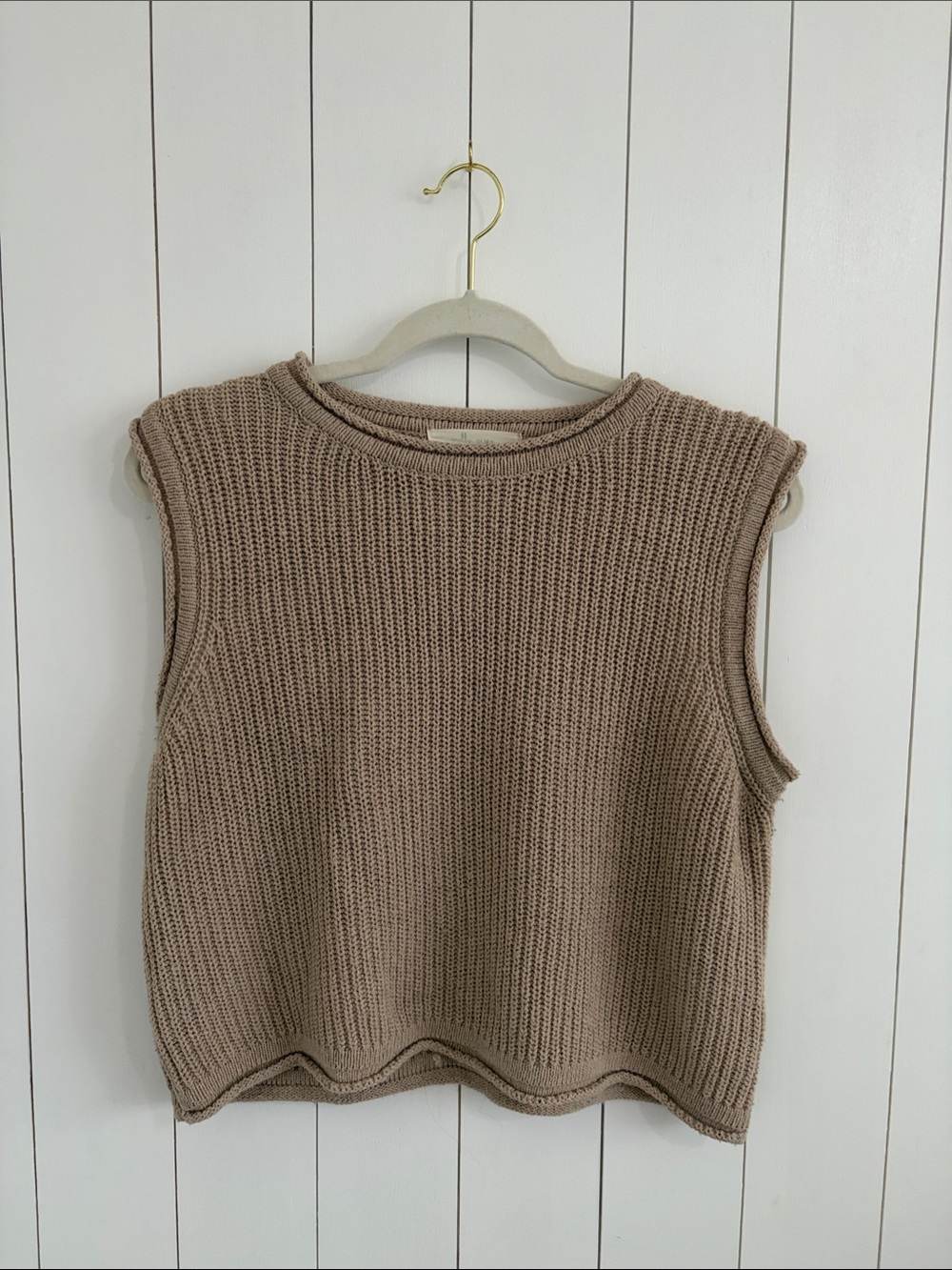 Molly Green Relaxed Knit Tan Sweater Vest